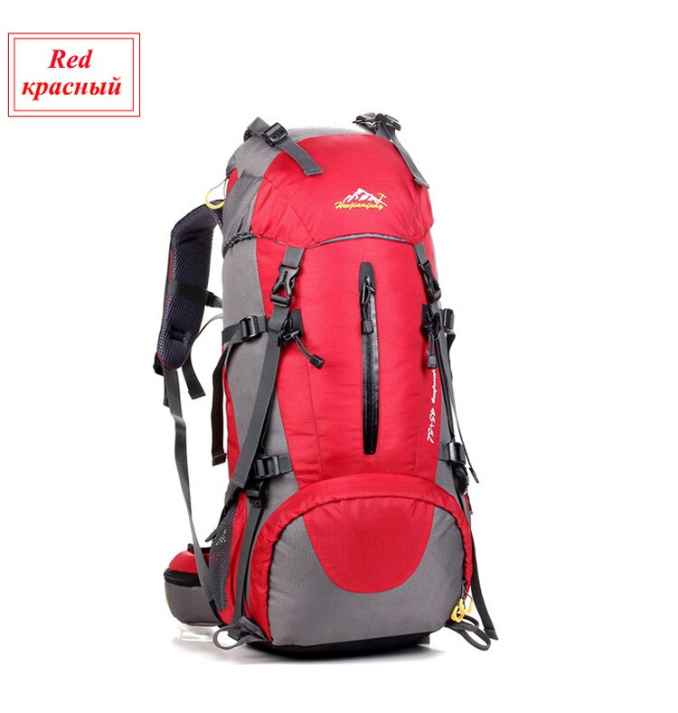 50L Large Capacity Outdoor Waterproof Trekking Climb Backpack Travel Hiking Mountaineering Rucksack Superlight Nylon Sports Bags: Red