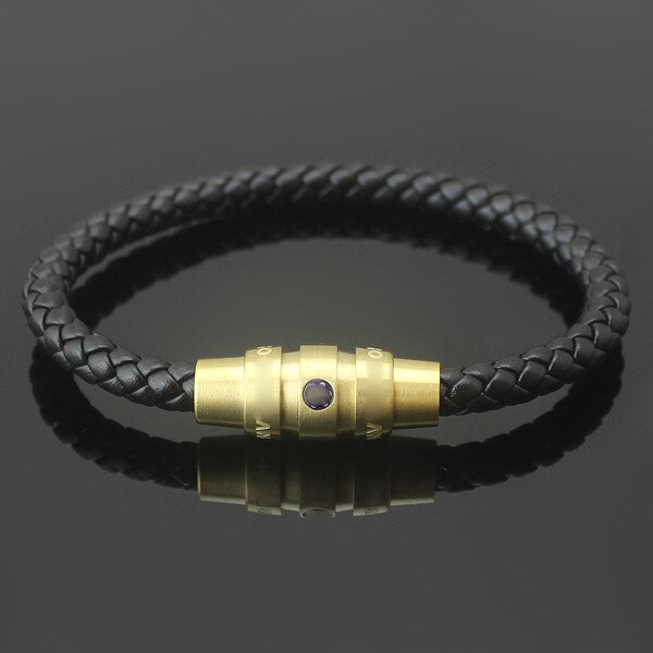 Neue schmuck Mont edelstahl groß leder armband für männer: gold