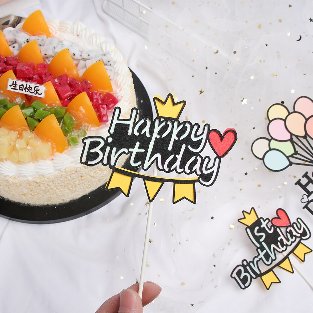 Decoración Para Tarta De Cumpleaños COMNICO | Letras "Happy Birthday" Con Purpurina Dorada - Para Niños Y Adultos
