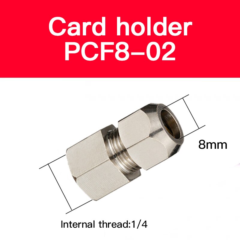 1pc Pneumatic Brass tube ferrule quick-screw connector internal thread straight through PCF4/6/8/10: PCF8-02