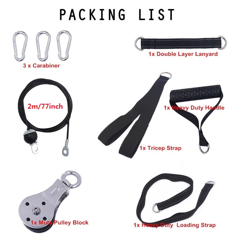 Fitness diy talja kaapeli koneen kiinnitysjärjestelmä pituus säädettävät setit lataustappi triceps hihna kotikuntosali laitteet