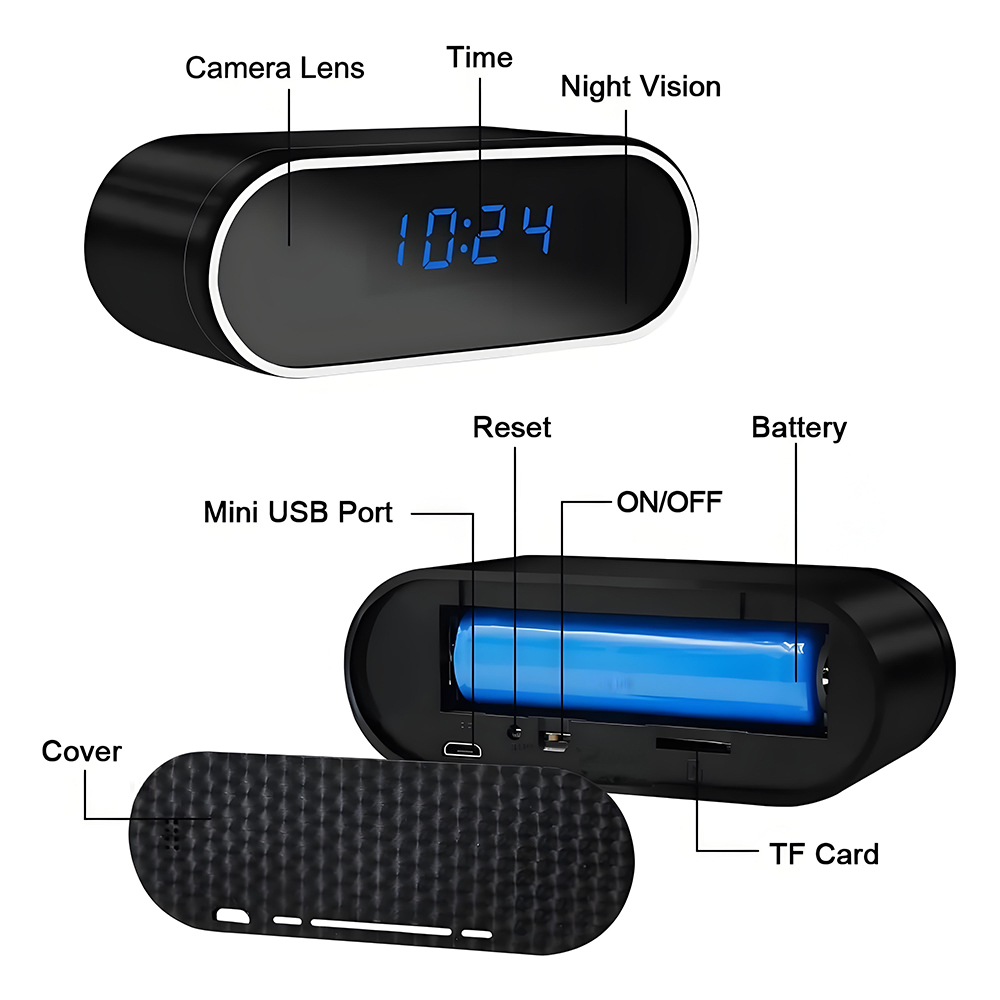 Wireless clock camera 4K HD with WiFi support 2.4G router HD network camera motion detection night vision home monitoring camera