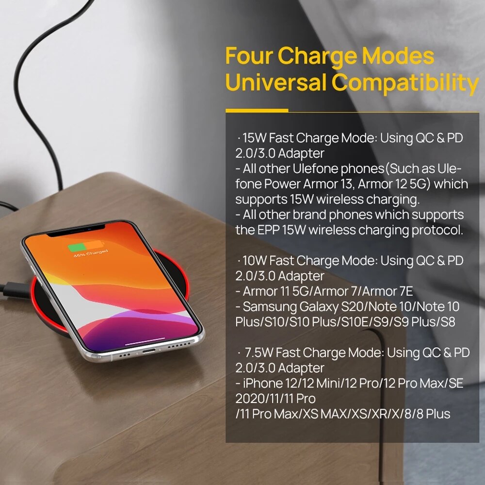 Originales kabelloses ladepad für ulefone  uf005 qi 15w kompatibel mit ulefone armor 12 und power armor 13 für iphone 13