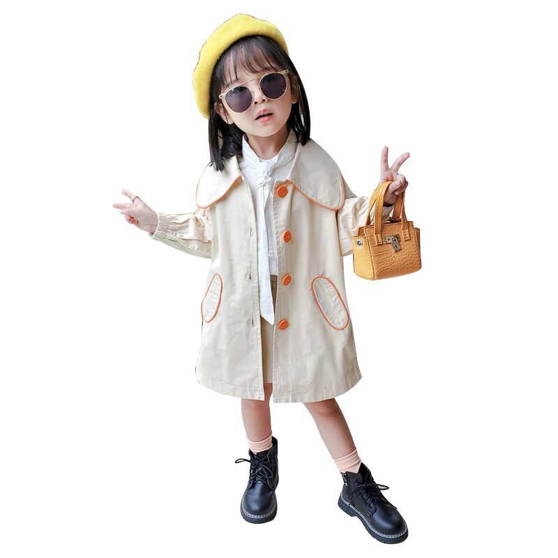 Chifuna pige trenchcoat efterår børn trench coat stil lang vindjakke piger trench coat baby piger kjole med jakke