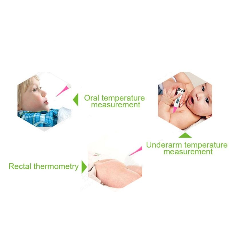 Cartoon Digitale Thermometer Oksel Lcd Memory Recall Flexibele Tips Temperatuur Meting Voor Kind Volwassen Body