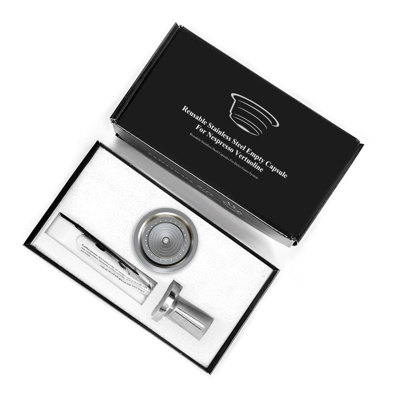 Small Cup 70ML Refillable Stainless Steel Nespresso Vertuo Coffee Pod Capsules Tamper Set For Nespresso Vertuo Plus Coffeeware: 1 capsule 1 tamper