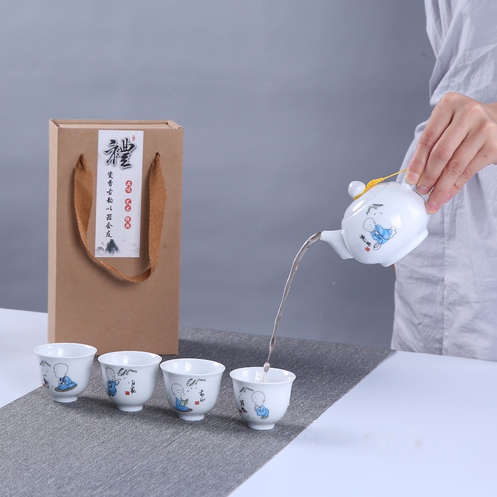 Utsökt handmålad keramisk teservis, porslin teservis, kung fu tekopp, resande tekanna kinesisk porslin tekopp set drinkware