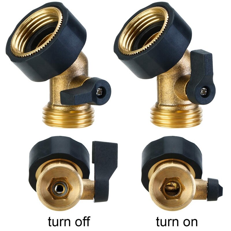 3 Pack Heavy Duty Brass Shut Off Valve 3/4 Inch Garden Hose Connector for Garden Hose and Water Faucet (Elbow)
