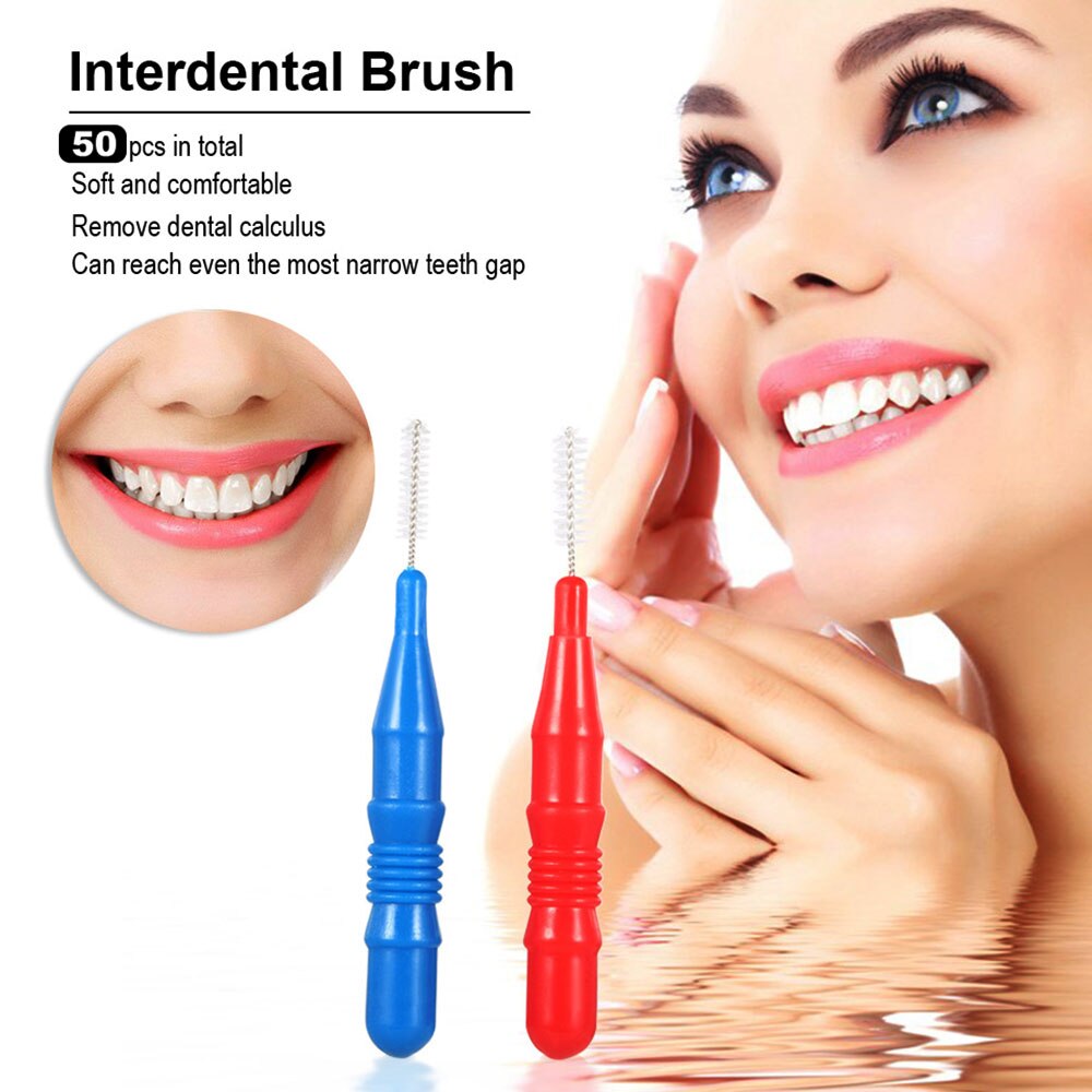 50 pc cepillo Interdental dientes palo cepillo Dental Ortodoncia de Cuidado Oral cepillo dientes Interdental entre los dientes cepillo de Cuidado Oral