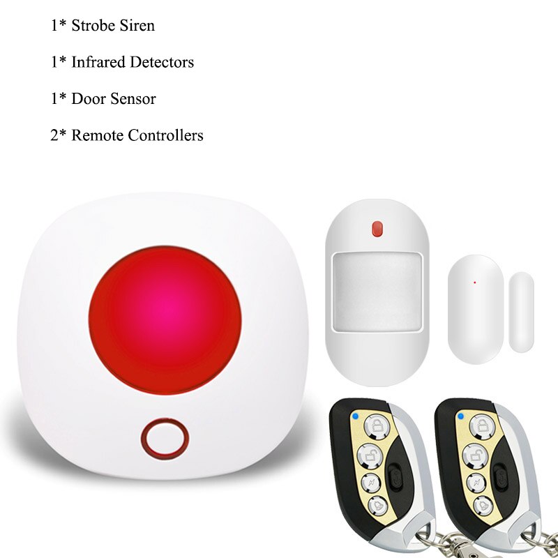 Tuya-sirena estroboscópica Wifi, sistema de alarma antirrobo de seguridad para el hogar, 433MHz, sirena de sonido y luz inalámbrica, compatible con Alexa y Google Home: Doorsensor IR Contro / Enchufe europeo