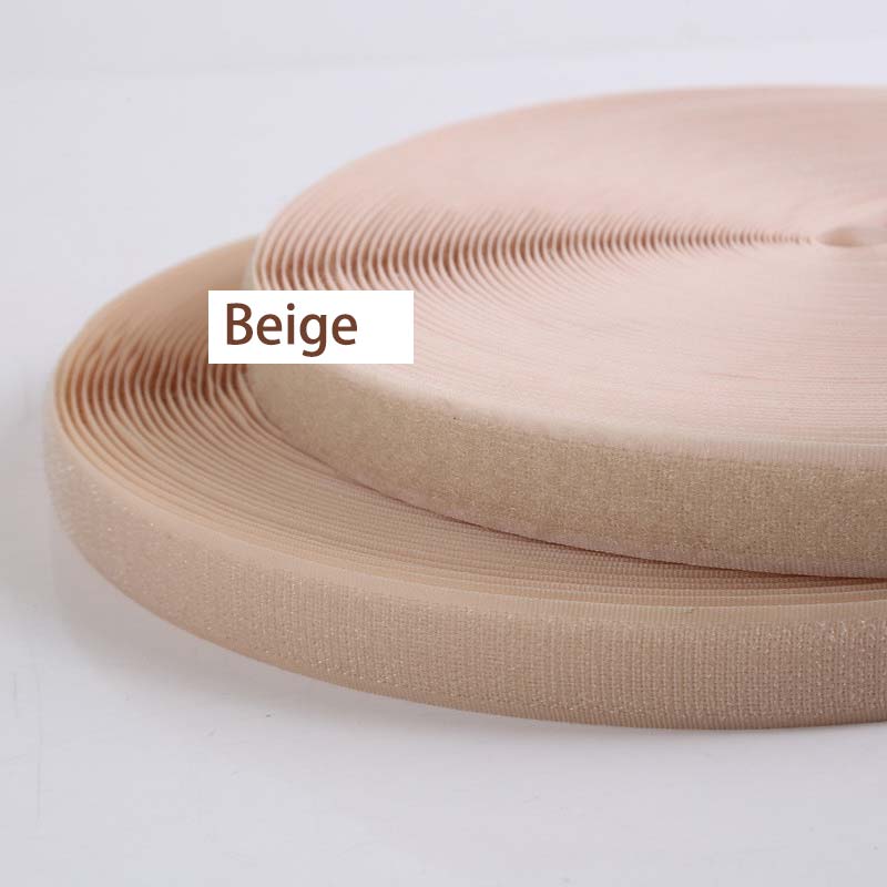5 meter/par 20mm farverige kroge uden selvklæbende fastgørelse tape krog og løkke nylon magisk tape kabelbindere gør-det-selv-tilbehør: Beige 20mm 5 meter
