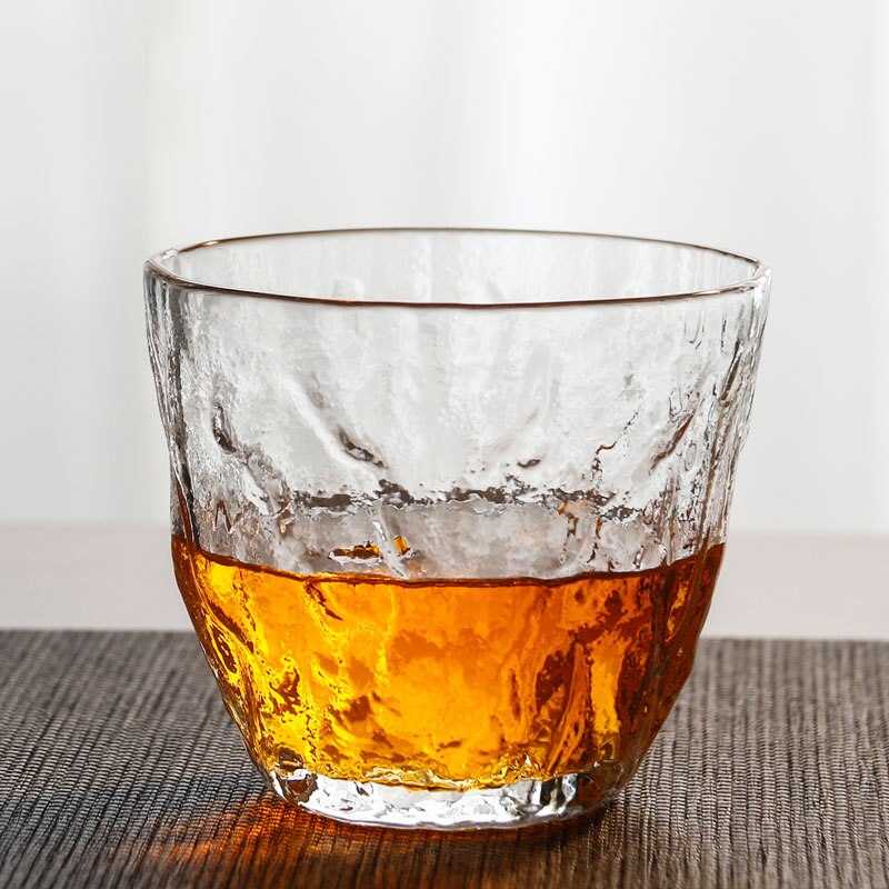 Japanese Hazy Air Wine Glass Snowflakes Falling Whiskey Tumbler Hammer Pattern Whisky Cup XO Brandy Drinking Glasses Wineglass: A