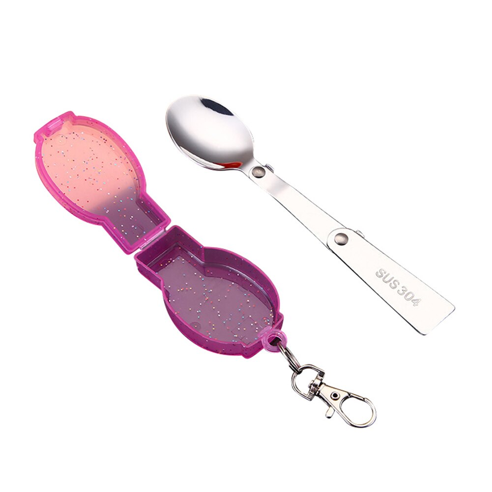 Lightweight Camping Utensil Outdoor Pocket Spoon Spork Stainless Steel Folding for Household Kitchen Easy Supplies: purple spoon