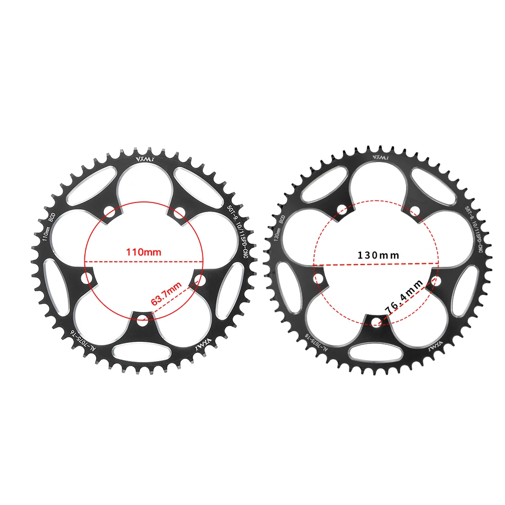 VXM-plato de estrella ancha y estrecha para bicicleta de carretera, corona delantera de 5 pernos para bicicleta plegable, 110, 130, BCD, 36T, 38T, 40T, 42T, 46T, 50T