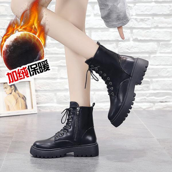 Sko rund tå kvinne flate støvletter midten-legge støvletter kvinner vinter fottøy støvler-dame lav kort gummi lolita damer høst: 4 / 36