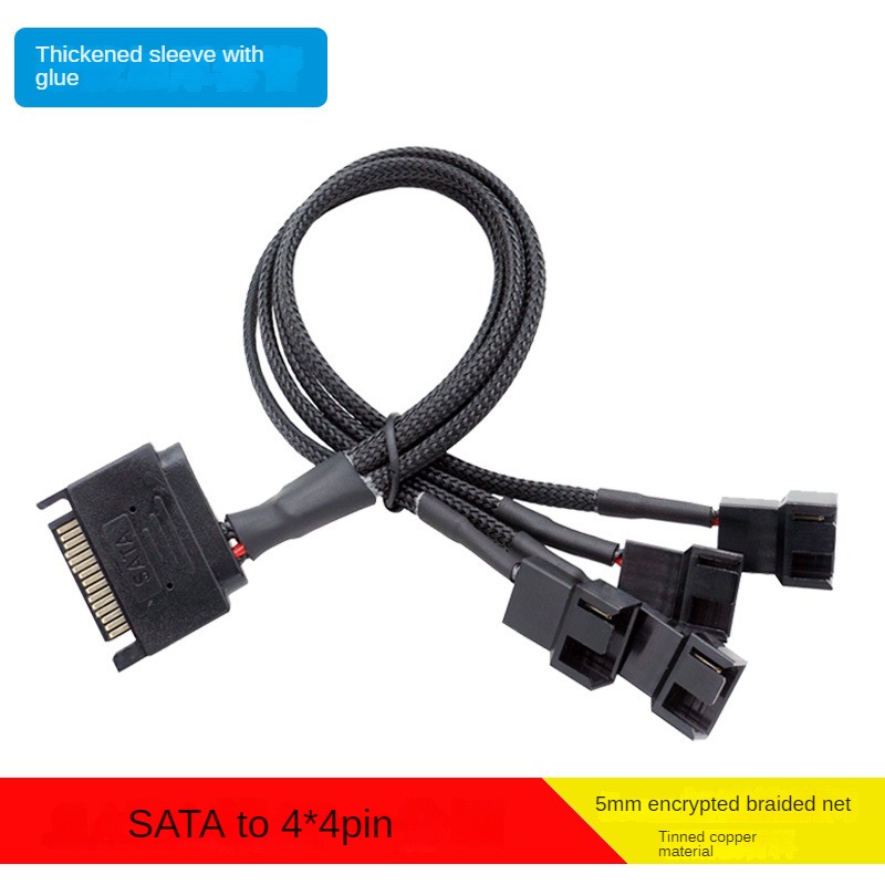 SATA Cooler Fan Adapter Cable，15 Pin SATA to 4 x 3 pin / 4 pin Fan Splitter Cable,15 Pin Male SATA to 3 Pin or 4 Pin Computer: Blue