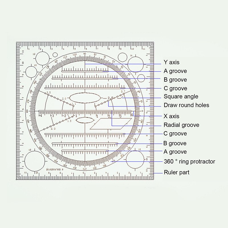 Multifunctional Kaleidoscope Ruler Geometric Function Drawing Measuring Ruler Geometric Drawing Template Sewing Patchwork Rulers
