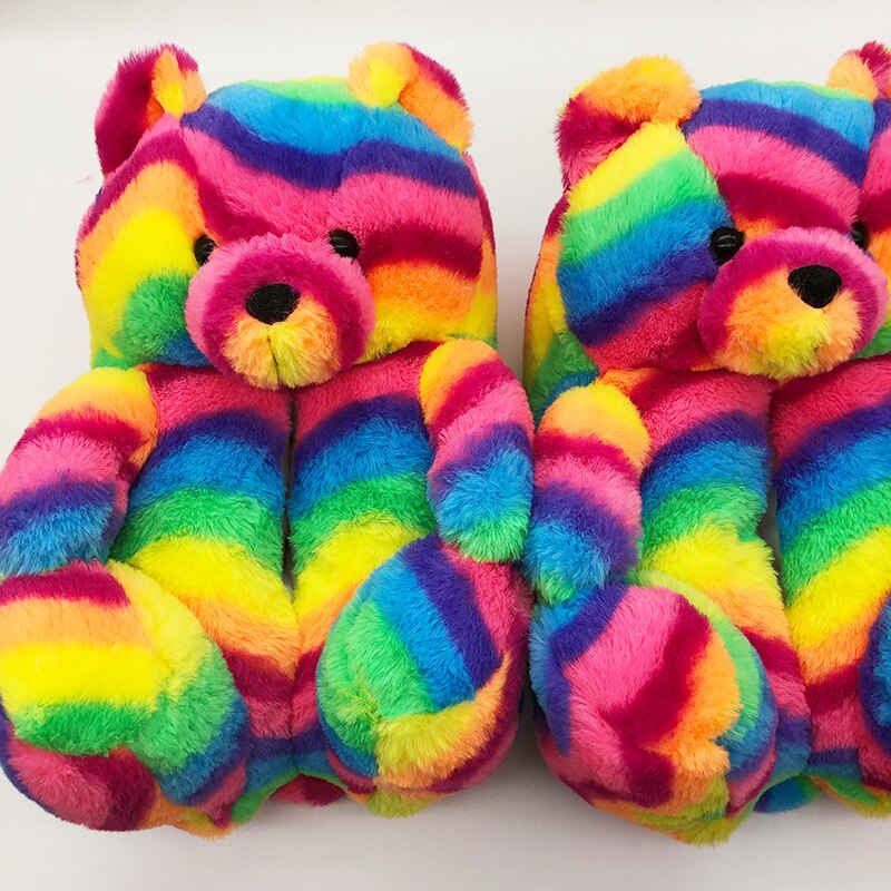 Pantoufles ours en peluche pour femmes et enfants, directe: colorful 2 / Children size