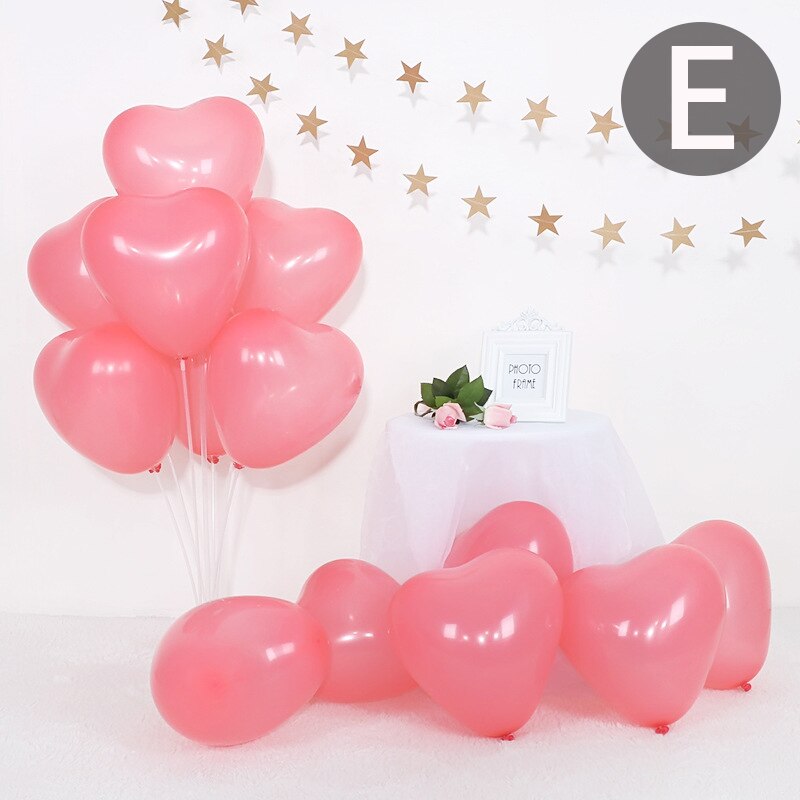 100 stk / taske / hjerteformede balloner /10 iinchs llatex matballon / bryllupsdekoration / bryllupsdekoration / bryllupsforsyning: E
