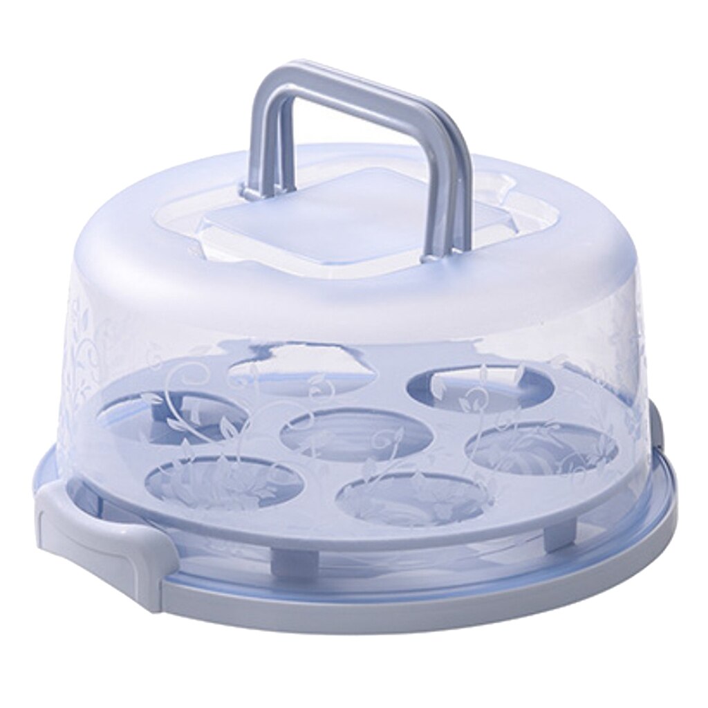 Soporte porta muffins para cupcakes, servidor de 7 tazas, tapa de bloqueo de cúpula translúcida: Light blue