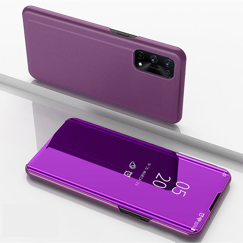 Uftemr Cassa Del Telefono per LG Velluto Copertura Della Cassa 6.8 "Del Basamento Dello Specchio di Cuoio del PC chiaro Visualizza di Vibrazione Shockproof Coprilibro per LG Velluto 5G: viola