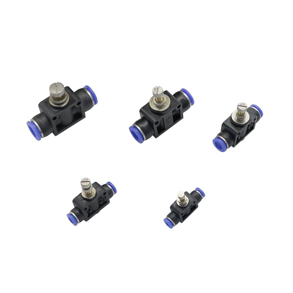 Pneumatic Airflow Regulator 4mm 6mm 8mm 10mm 12mm OD Hose Tube Gas Flow Adjust Valve Air Speed Control Valve Pneumatic Fitting