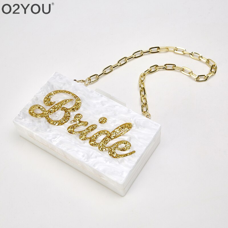 Letter Name Bride Wedding Party Travel Lady Female Acrylic Box Clutches Purse Wallet Small Square Messenger Bag bolsa feminina