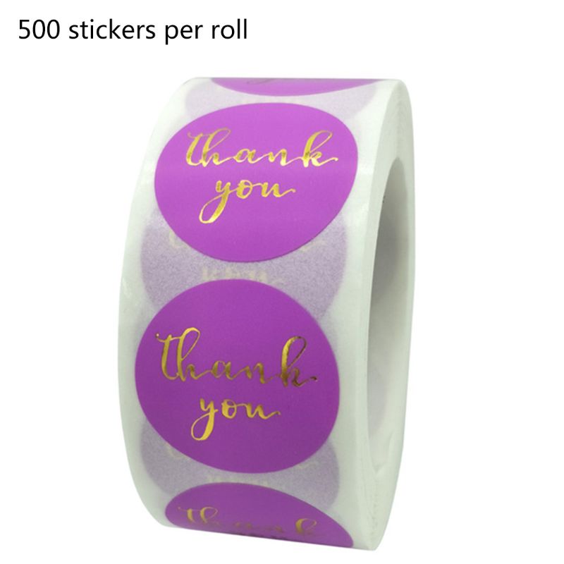 500 Uds./rollo, pegatinas de agradecimiento, sello de hoja de oro, álbum de recortes con decoración para bodas, adhesivo de papelería