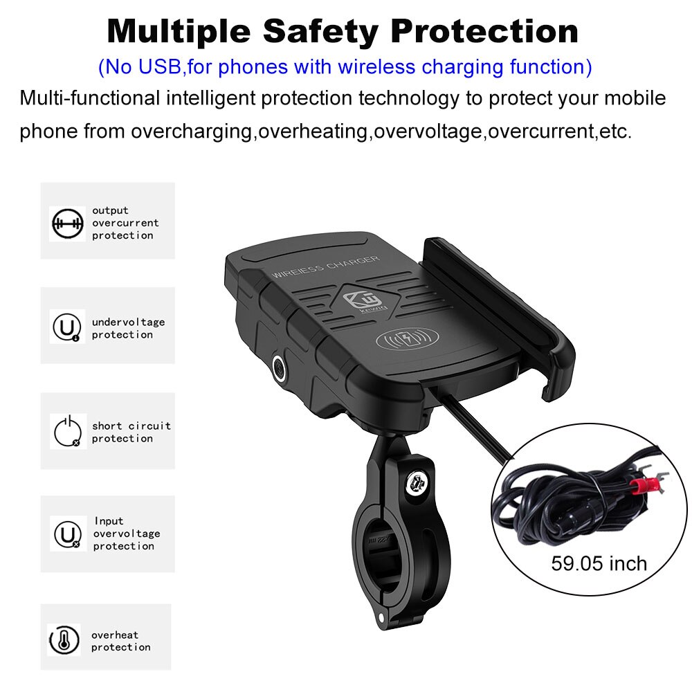 Motorrad Drahtlose Ladegerät Hinten Spiegel Montieren Unterstützung QC3.0 Mit USB Schnelle Ladung Für praktisch Smartphone Halfter Lenker