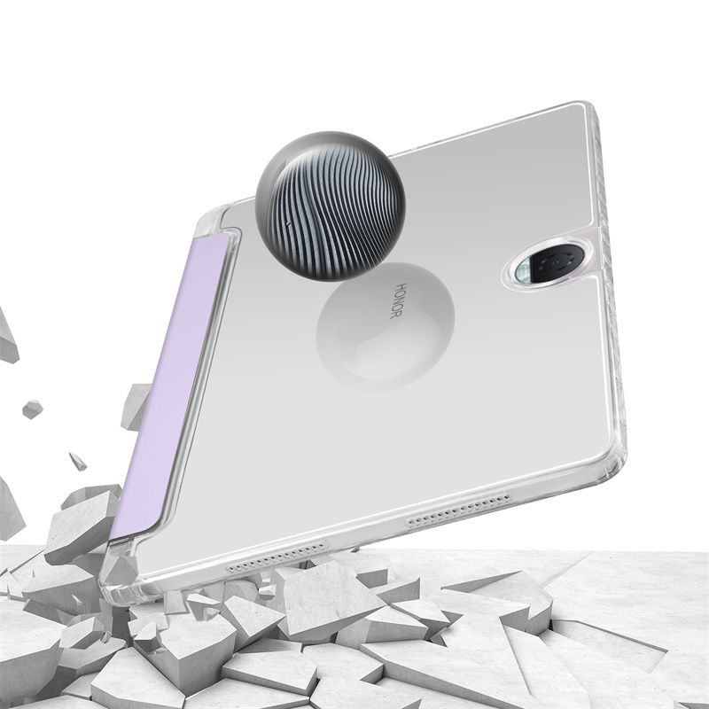 Étui en cuir à trois volets pour Honor Pad 9 12.1 ", coque de tablette à support arrière rigide, étui en acrylique transparent avec porte-stylo, 12.1