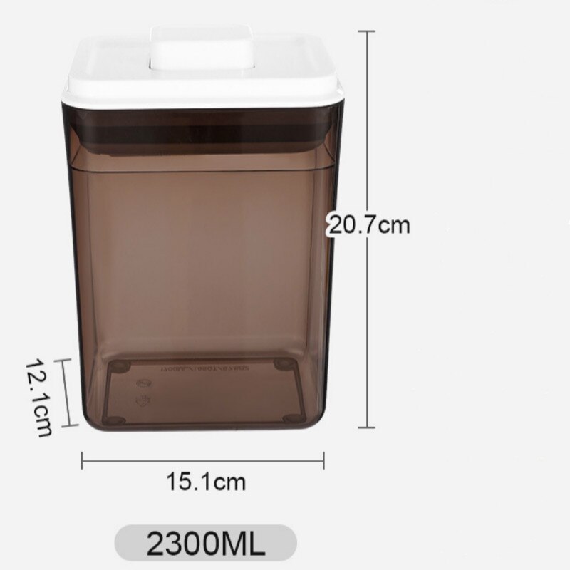 Lufttætte madopbevaringsbeholdere plast mælkekraftbeholdere med tryklåse køkken køkken pantry organisation opbevaringstank: Brun 2300ml