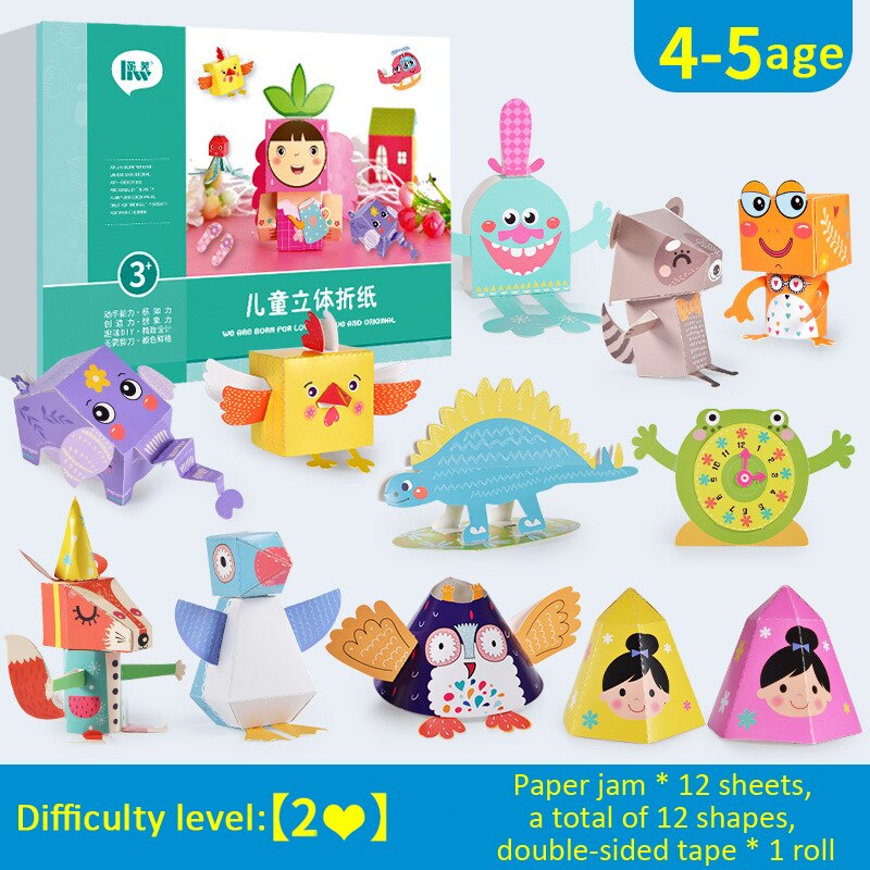 Balleenshiny 12PCS FAI DA TE Educational Origami di Carta di Taglio Libro Artigianato Fatti A Mano Bambino Giocattoli Scuola Materna Divertente Puzzle Del Bambino Regali Per Bambini: 2