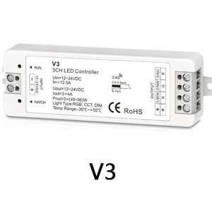 2.4g rf langaton led-kosketuskaukosäätimen himmennin 1ch 2ch 3ch led-ohjain yksiväriselle / värilämpötilalle / rgb led-nauhalle: V3