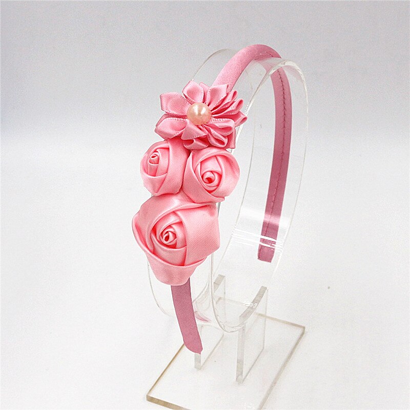 lindo diademas Aro para el pelo Diadema con rosas sombreros la cabeza de las chicas de aro de flores para el pelo Pelo Accesorios: Rosa