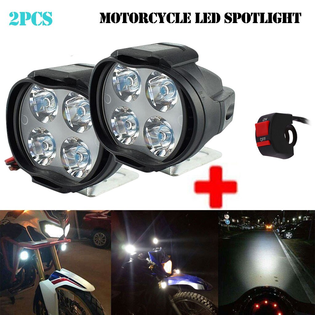 2 stücke 4 LED Motorrad Scheinwerfer Motorrad Nebel Scheinwerfer Fahr Licht Lampe Mit Schalter Zubehör: Default Title