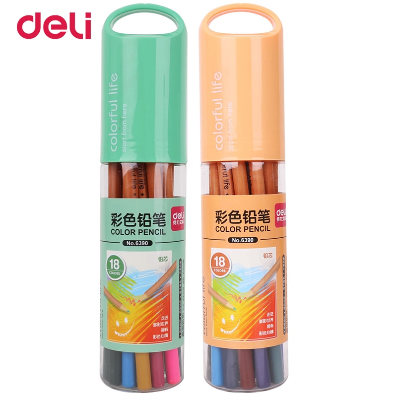 Deli 18 Pcs Kawaii Kleur Potloden Leuke Houten Kleurpotlood Set Hout Kleur Potlood Voor Kid School Graffiti Tekening Schilderen