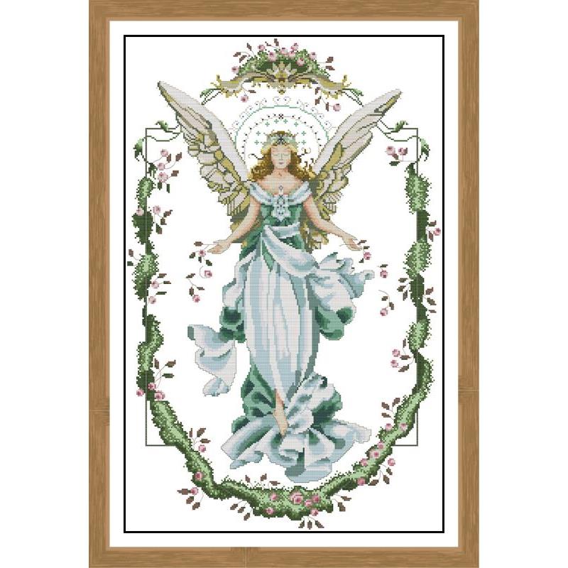 Kreuz Stich Schöne Mädchen Muster Blumen Elf Schmetterling Engel Kreuz Stich Kit 14CT Druck Stickerei DIY Manuelle Hand