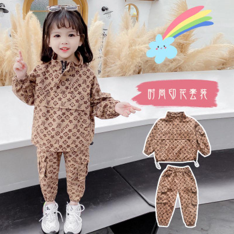 Primavera otoño invierno Niña niños conjuntos de ropa de las muchachas bebé imprimir letra top + Pantalones 2 uds primavera conjuntos de niños ropa trajes