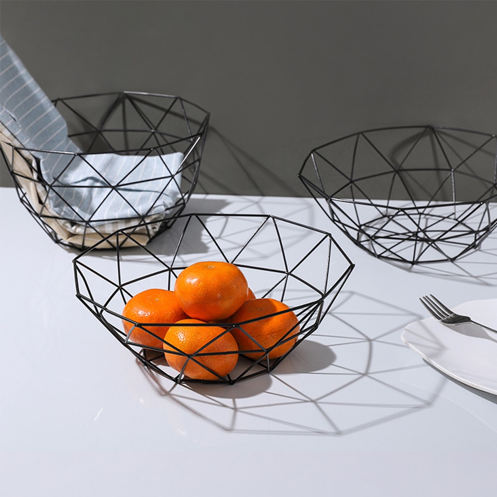 Køkkenkurv container skål metal wire kurv køkken afløbsstativ frugt grøntsag opbevaring holder snack bakke bord opbevaringsskål
