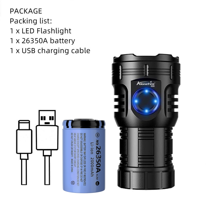 8xLed Palm linterna de alto brillo carga Usb portátil luz de Flash roja antorcha al aire libre bolsillo senderismo imán trabajo reparación de automóviles 26350: Blanco