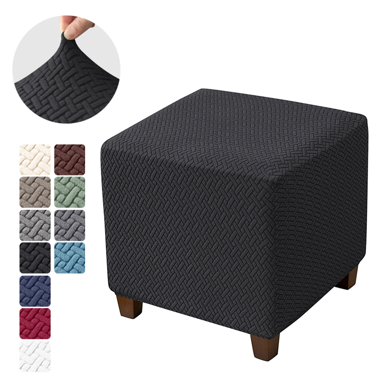 1PC Effen Jacquard Poef Hoes Vierkante Kruk Cover Elastische Fauteuil Voetsteun Cover Slaapkamer Voetenbank Case voor Woonkamer