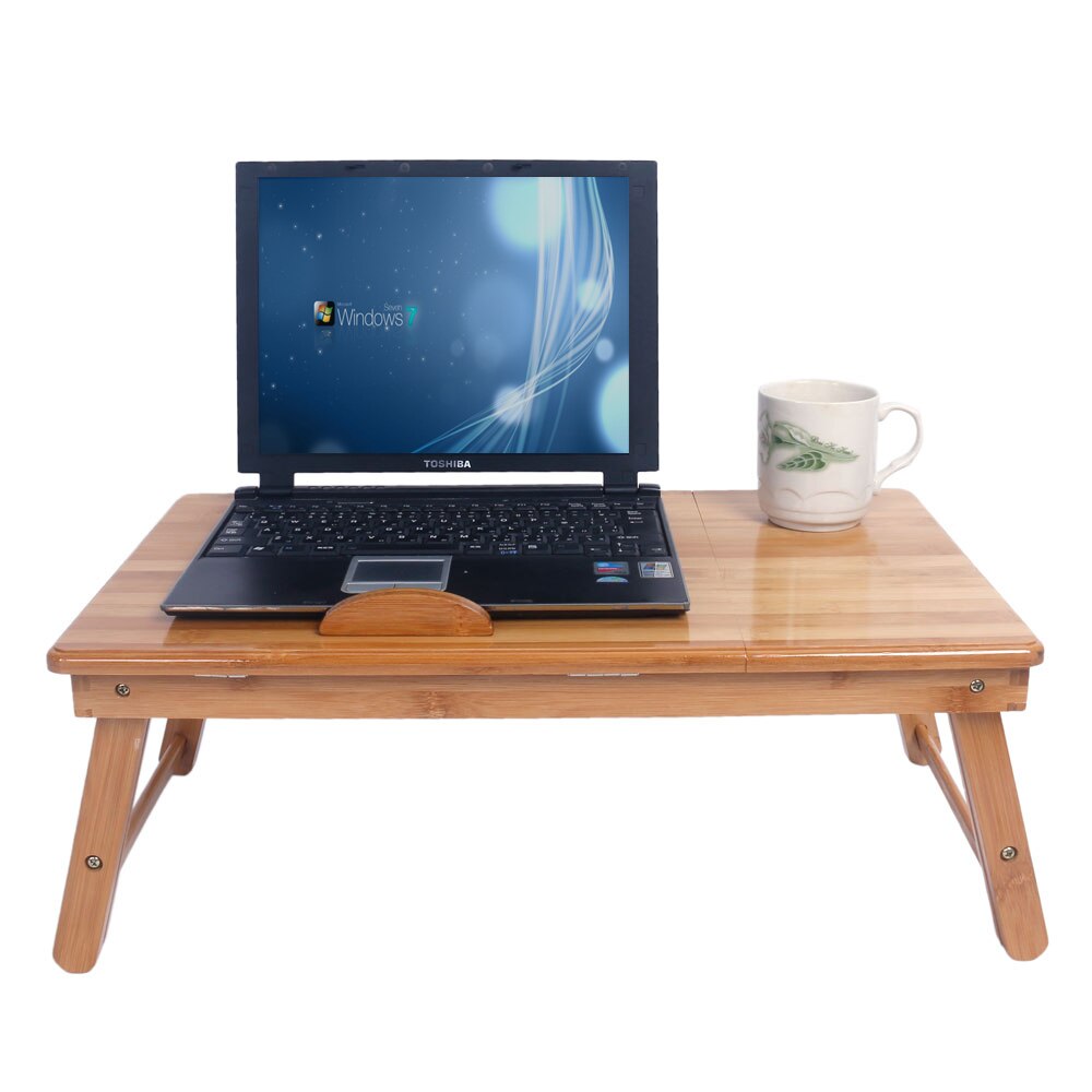 53cm Trendy Adjustable Bamboo Computer Desk Wood Color Foldable Computer Desk (12.2 x 8.5 x 2.7)cm Portable Save Space Desk