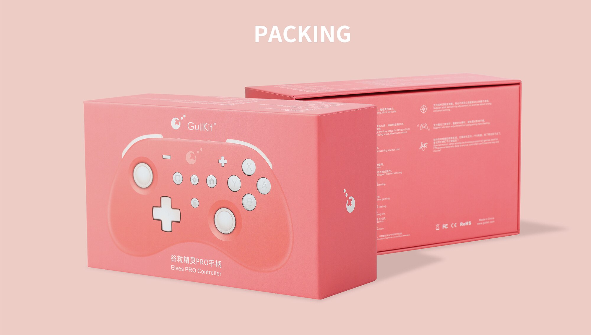 Gulikit elves pro  ns19 controller, kabelloses bluetooth-gamepad mit dual-vibrationsmotor für switch, windows, ios, android, nintendo switch und oled