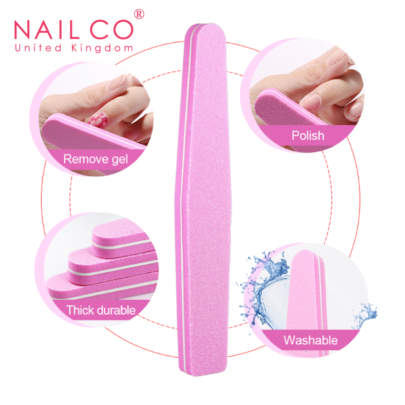 Nailkco Voor Een Manicure Roze Nail File Buffer Block Schuren Double Side Pedicure Wasbare Sponge Buffing Te Dragen 1 stuks