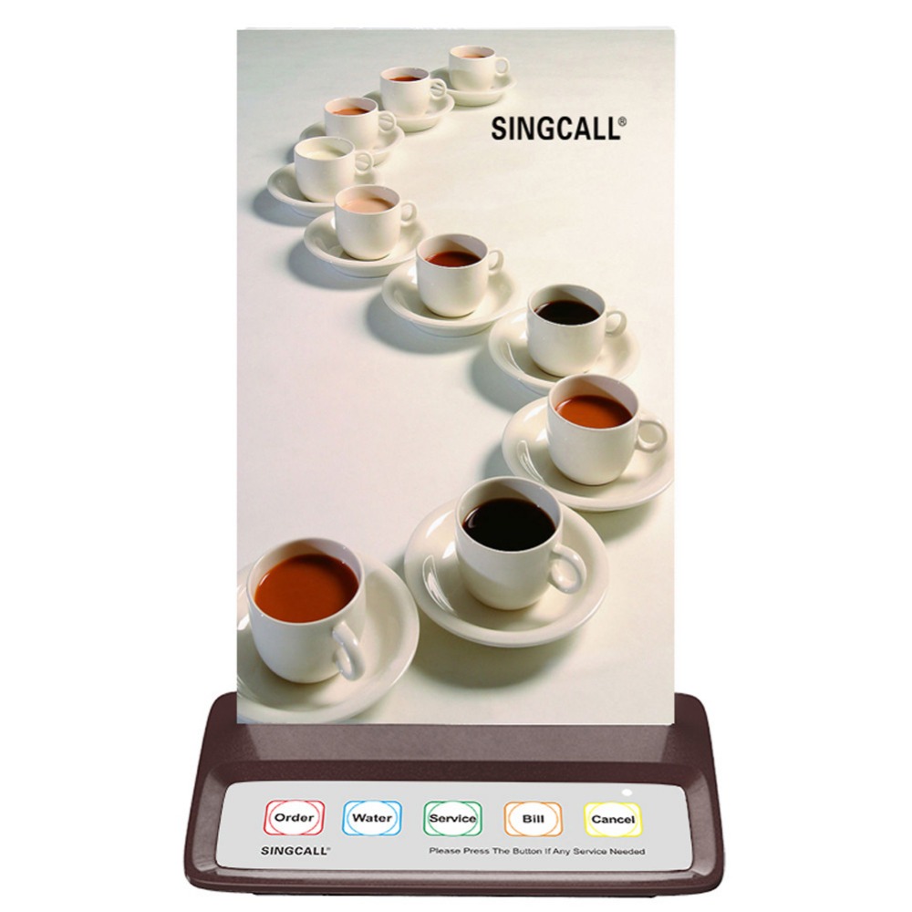 Singcall draadloos oproepsysteem, koffie call pager met 5 toetsen entertainment plaatsen knoppen, voor bellen ober