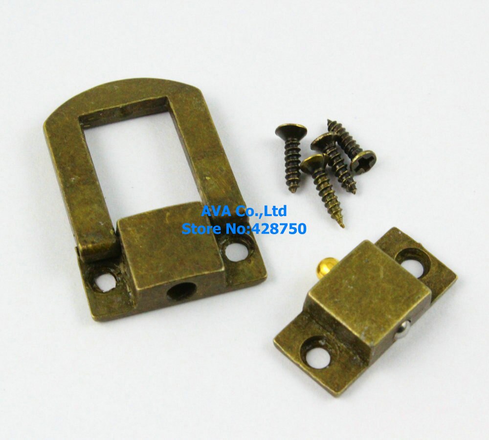 10 Antique Brass Decorative Hasp Jewelry Box Hasp Latch Lock 20x25mm with Screws