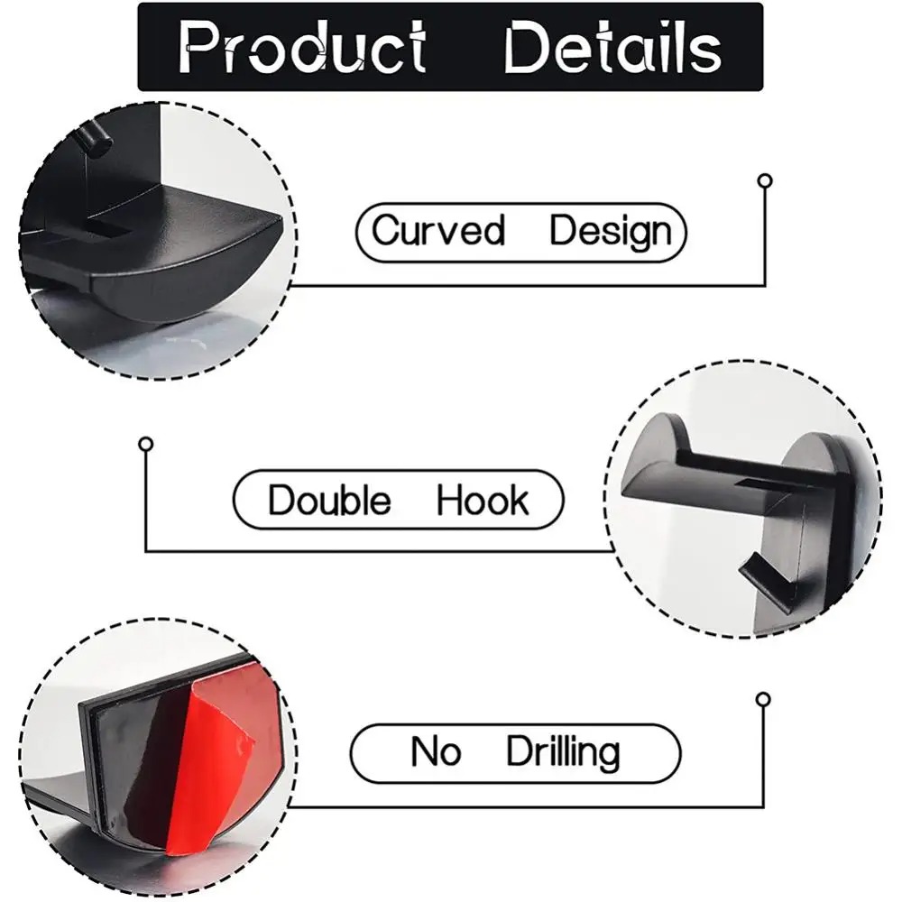 Soporte para gorras, gancho para gorra de béisbol, soporte para sombrero de Simple negro, estante de almacenamiento para collares y auriculares, armario para ropa, 10 Uds.