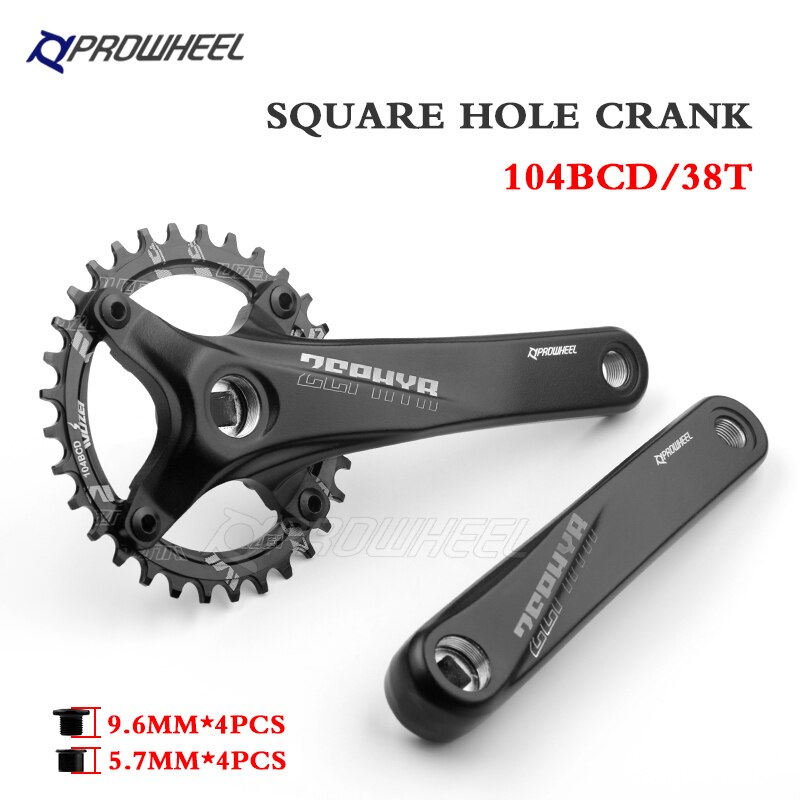 Prowheel 170/175mm manivelle 32-52T plaque pédalier vélo manivelle VTT roue à chaîne pignon trou carré 104BCD accessoires: Violet / 170mm