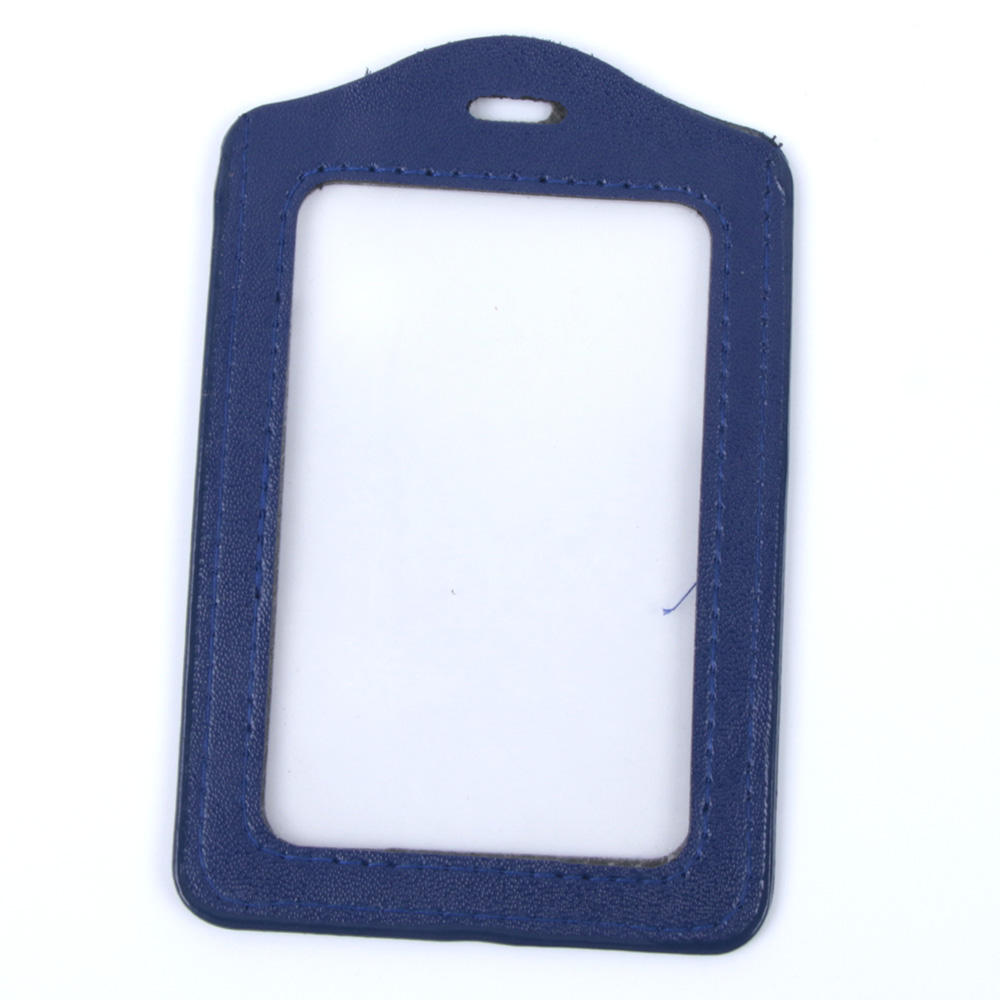 1 Uds. De Funda de cuero PU para Credencial de identificación, transparente y con borde de Color, orificios de cordón, tarjeteros de banco, accesorios para insignia de identificación: blue