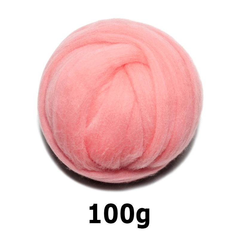 handgemaakte Wolvilt voor vilten 50g Heldere roze Perfect in Naald Vilt 55 #: 100g